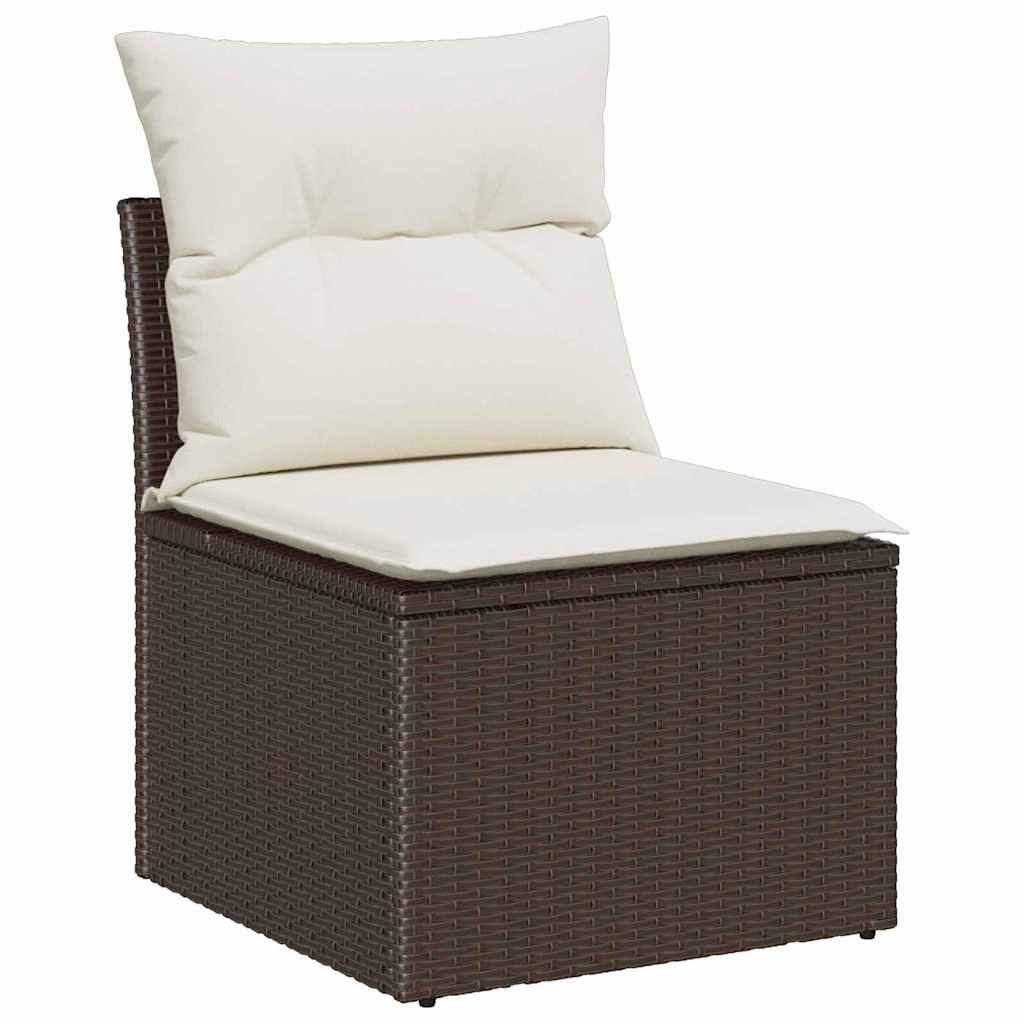 Garten-Sofa-Set mit Speicher 6 pcs Braun Poly Rattan